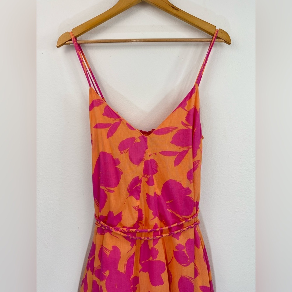 GAP Tie-Waist Cami Maxi Dress Pink Floral Print Size Small - Picture 5 of 12